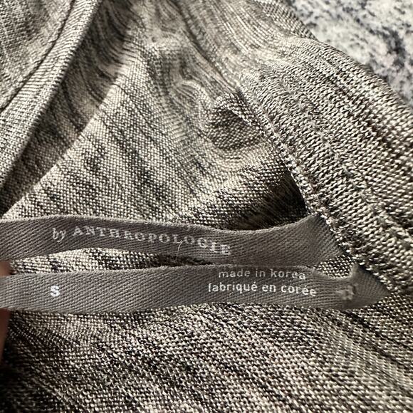 Anthropologie Gray Marled Dolman Sleeve V-Neck Top Knit T-Shirt Blouse Sz Small - Picture 4 of 7